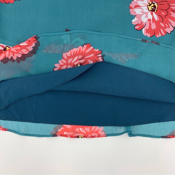 Cabi Blushing Blouse # 3445, Chrysanthemum Print Teal Sleeveless Blouse, Medium - Picture 12 of 16